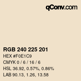 Color code: RGB 240 225 201 | qconv.com