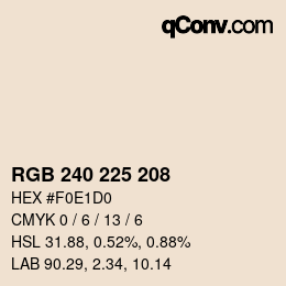 Color code: RGB 240 225 208 | qconv.com