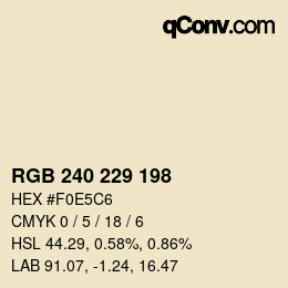 Color code: RGB 240 229 198 | qconv.com