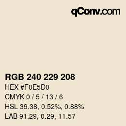 Color code: RGB 240 229 208 | qconv.com