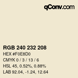 Color code: RGB 240 232 208 | qconv.com