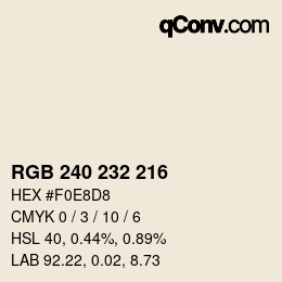 Color code: RGB 240 232 216 | qconv.com