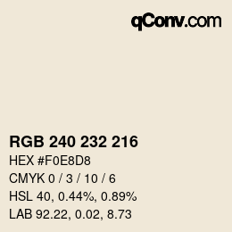 Color code: RGB 240 232 216 | qconv.com