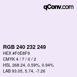 Color code: RGB 240 232 249 | qconv.com