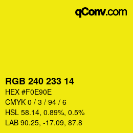 Color code: RGB 240 233 14 | qconv.com