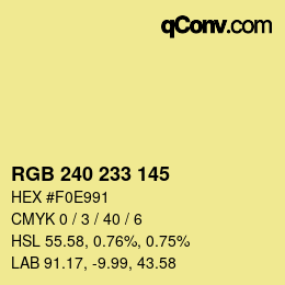 Color code: RGB 240 233 145 | qconv.com