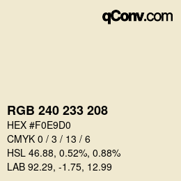 Color code: RGB 240 233 208 | qconv.com