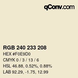 Color code: RGB 240 233 208 | qconv.com