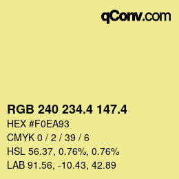 カラーコード: RGB 240 234.4 147.4 | qconv.com