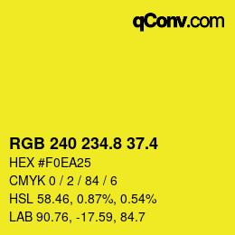 カラーコード: RGB 240 234.8 37.4 | qconv.com