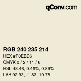 Código de color: RGB 240 235 214 | qconv.com