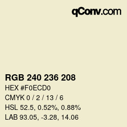 Código de color: RGB 240 236 208 | qconv.com
