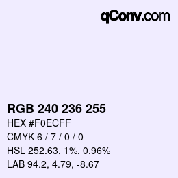 Color code: RGB 240 236 255 | qconv.com
