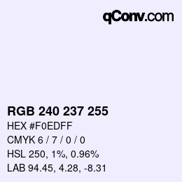 Color code: RGB 240 237 255 | qconv.com