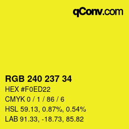 Color code: RGB 240 237 34 | qconv.com