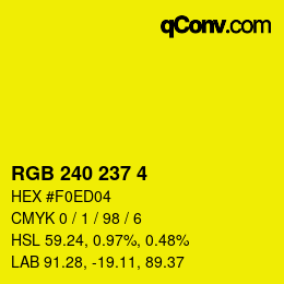Color code: RGB 240 237 4 | qconv.com