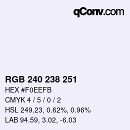 Color code: RGB 240 238 251 | qconv.com