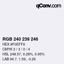 Color code: RGB 240 239 246 | qconv.com