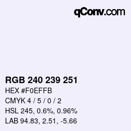 Color code: RGB 240 239 251 | qconv.com