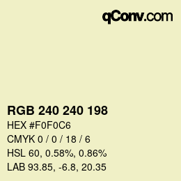 Color code: RGB 240 240 198 | qconv.com