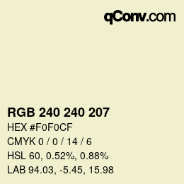 Color code: RGB 240 240 207 | qconv.com