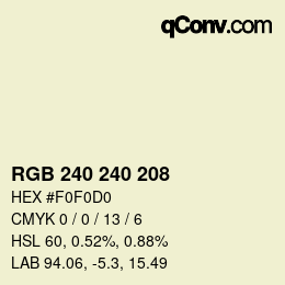 Color code: RGB 240 240 208 | qconv.com