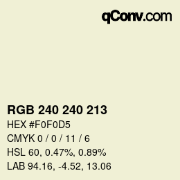Color code: RGB 240 240 213 | qconv.com