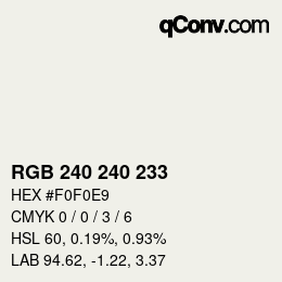 Color code: RGB 240 240 233 | qconv.com