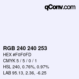 Color code: RGB 240 240 253 | qconv.com