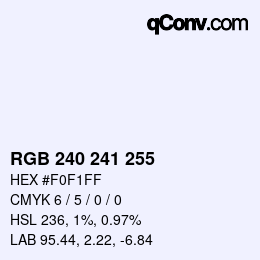 Color code: RGB 240 241 255 | qconv.com