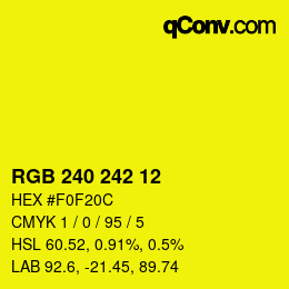 Color code: RGB 240 242 12 | qconv.com