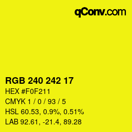 Color code: RGB 240 242 17 | qconv.com