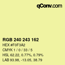 Color code: RGB 240 243 162 | qconv.com