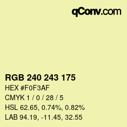 Color code: RGB 240 243 175 | qconv.com