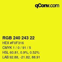 Color code: RGB 240 243 22 | qconv.com