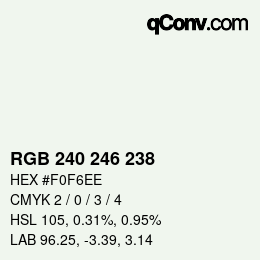 Color code: RGB 240 246 238 | qconv.com