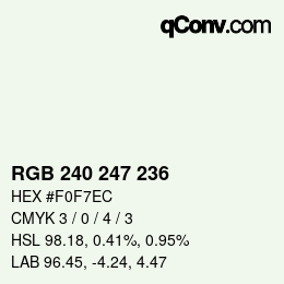 カラーコード: RGB 240 247 236 | qconv.com