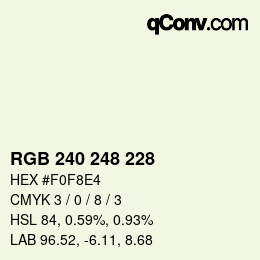 Color code: RGB 240 248 228 | qconv.com