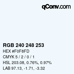 Color code: RGB 240 248 253 | qconv.com
