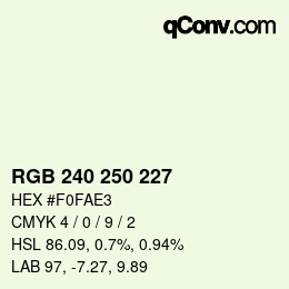 カラーコード: RGB 240 250 227 | qconv.com