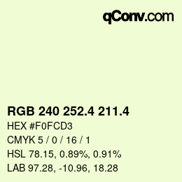 カラーコード: RGB 240 252.4 211.4 | qconv.com