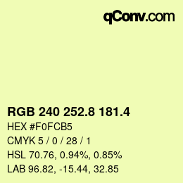 カラーコード: RGB 240 252.8 181.4 | qconv.com