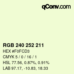 Color code: RGB 240 252 211 | qconv.com