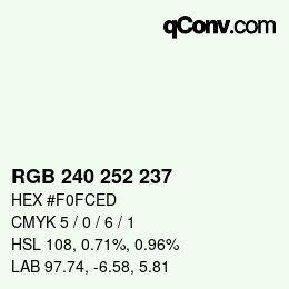 Color code: RGB 240 252 237 | qconv.com