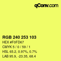 Color code: RGB 240 253 103 | qconv.com