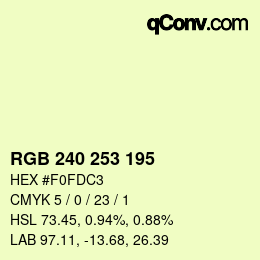 Color code: RGB 240 253 195 | qconv.com