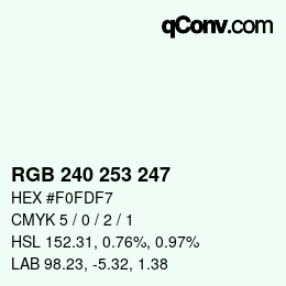 Color code: RGB 240 253 247 | qconv.com