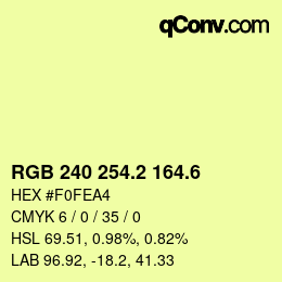 カラーコード: RGB 240 254.2 164.6 | qconv.com