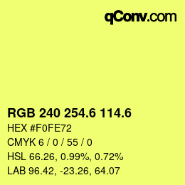 カラーコード: RGB 240 254.6 114.6 | qconv.com