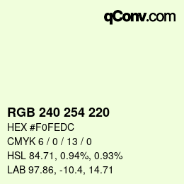 Color code: RGB 240 254 220 | qconv.com
